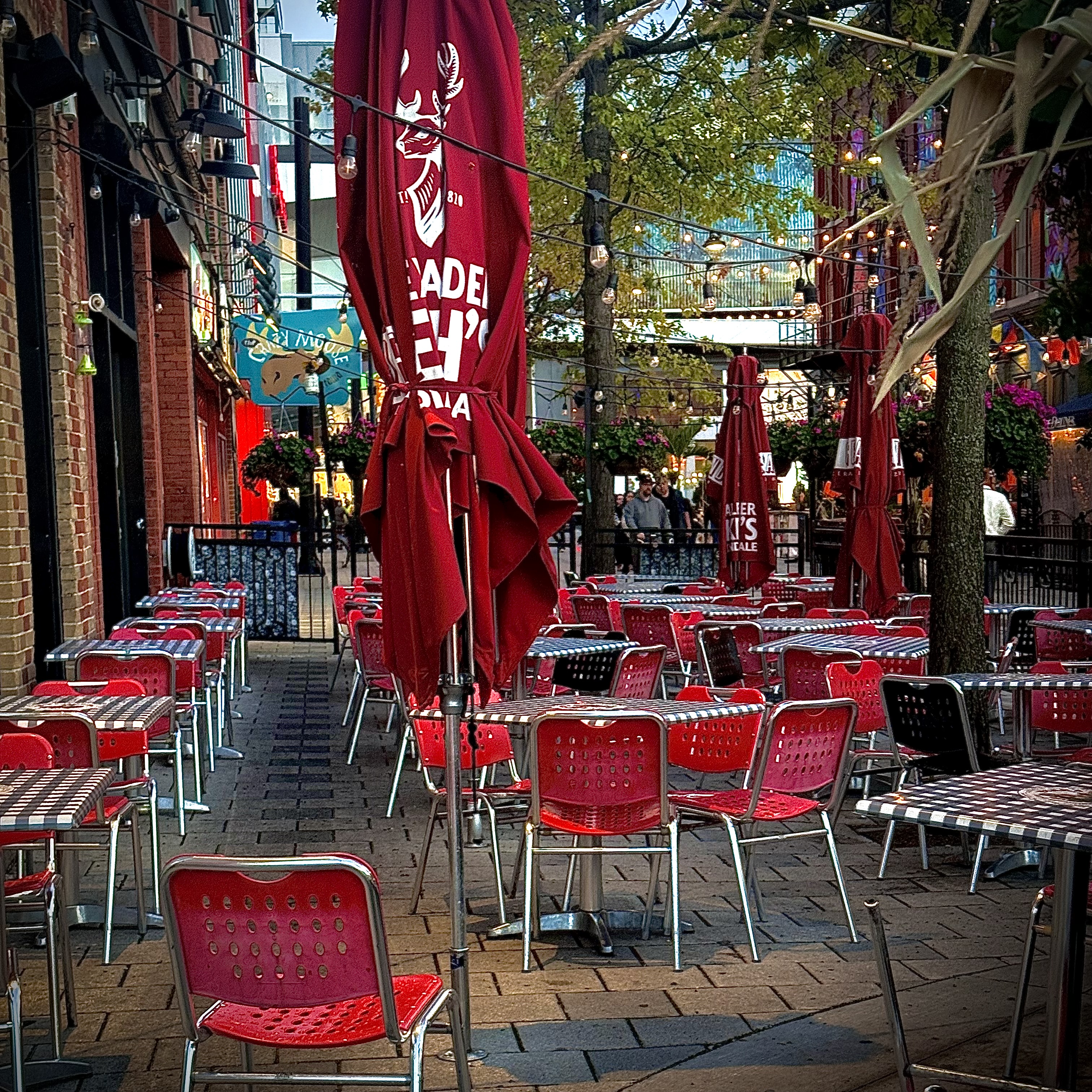 Empty restaurant tables on a weekday afternoon in Ottawa
